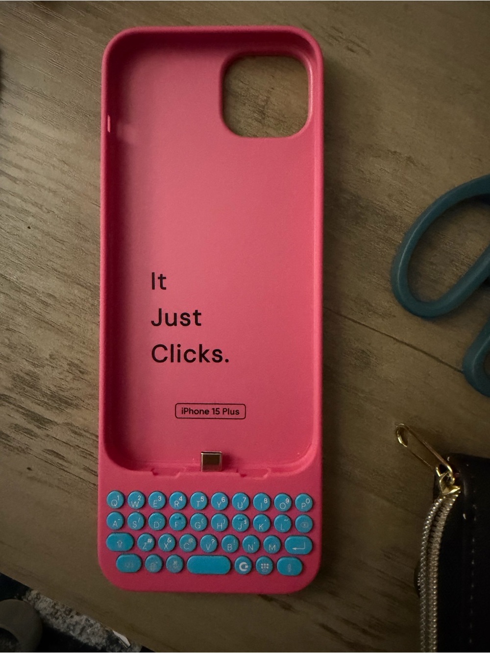 Clicks Pink iPhone 15 Plus Keyboard Case -